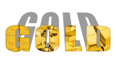 Image of Word Gold made of bars on white background