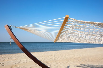 Empty hammock at seaside. Time to relax