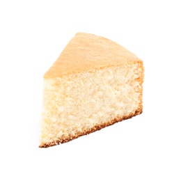 Photo of Piece of delicious fresh homemade cake on white background