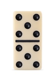 Photo of One classic domino tile on white background