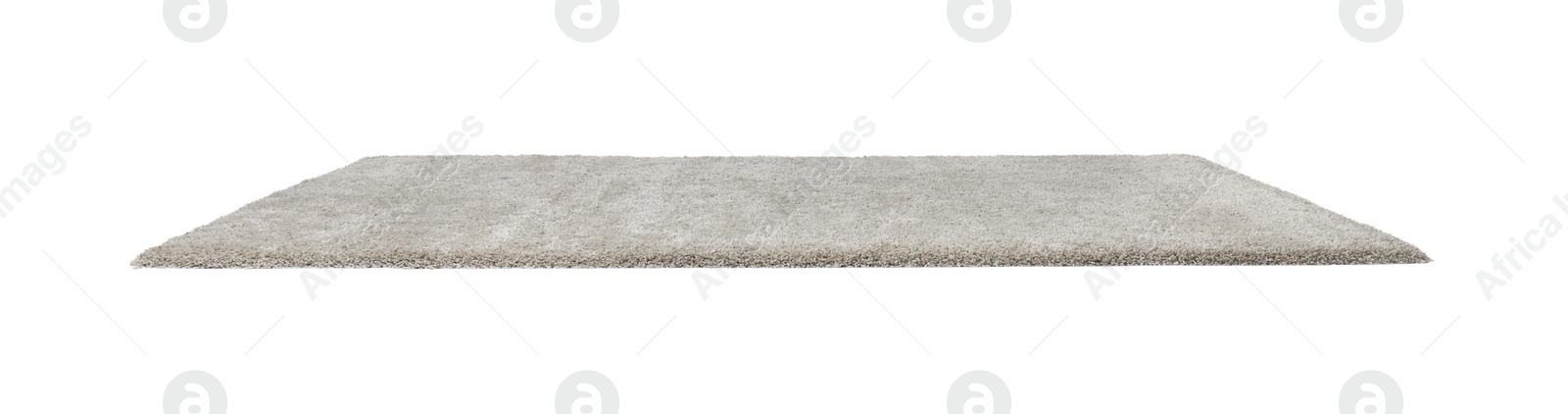 Photo of Stylish soft beige carpet isolated on white