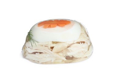 Delicious homemade chicken aspic isolated on white