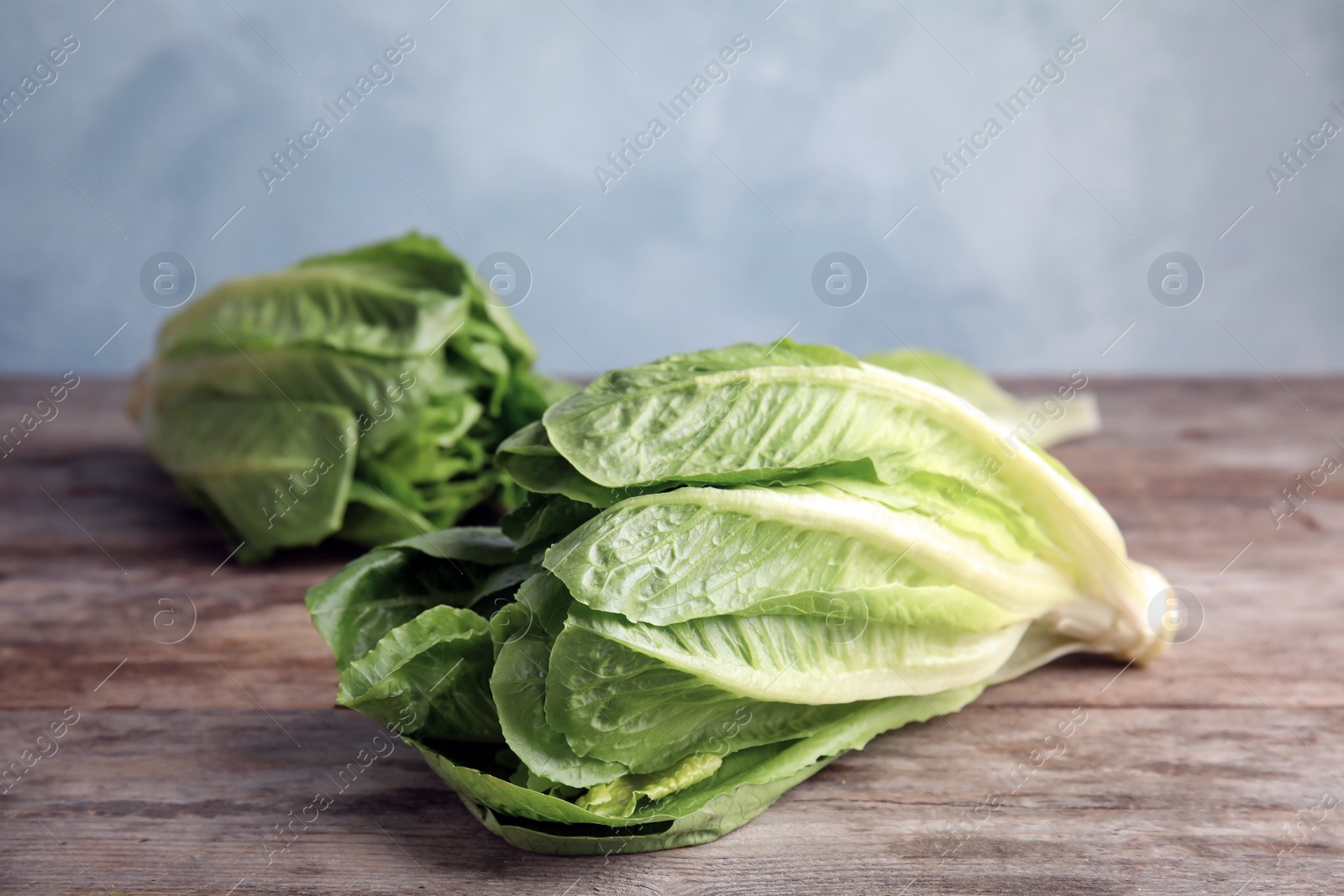 Photo of Fresh ripe cos lettuce on wooden table