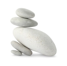 Photo of Stack of different stones isolated on white