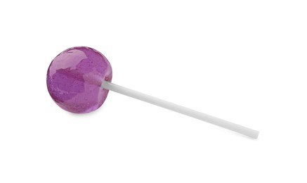 One sweet purple lollipop isolated on white