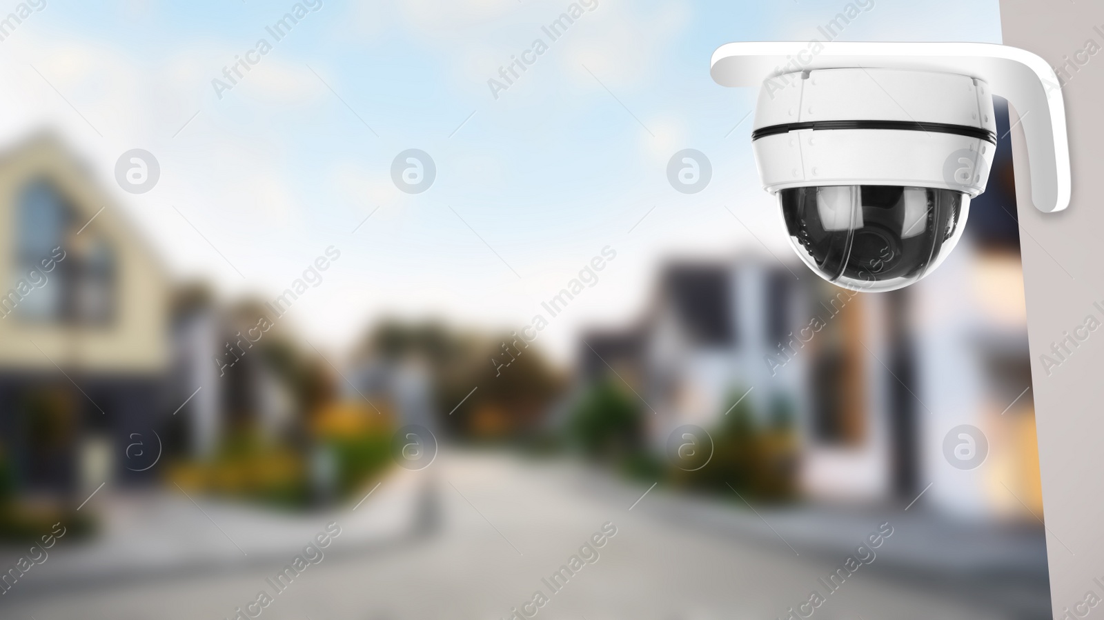 Image of Home security system. House under CCTV camera surveillance