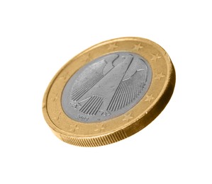 Photo of Beautiful euro coin with eagle on white background