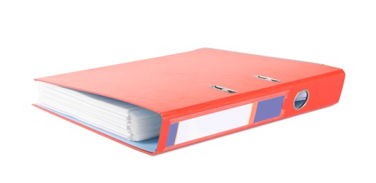 Photo of One red office folder isolated on white