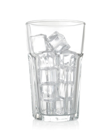 Photo of Ice cubes in glass isolated on white