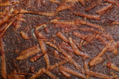Photo of Delicious fruit leather as background, closeup view