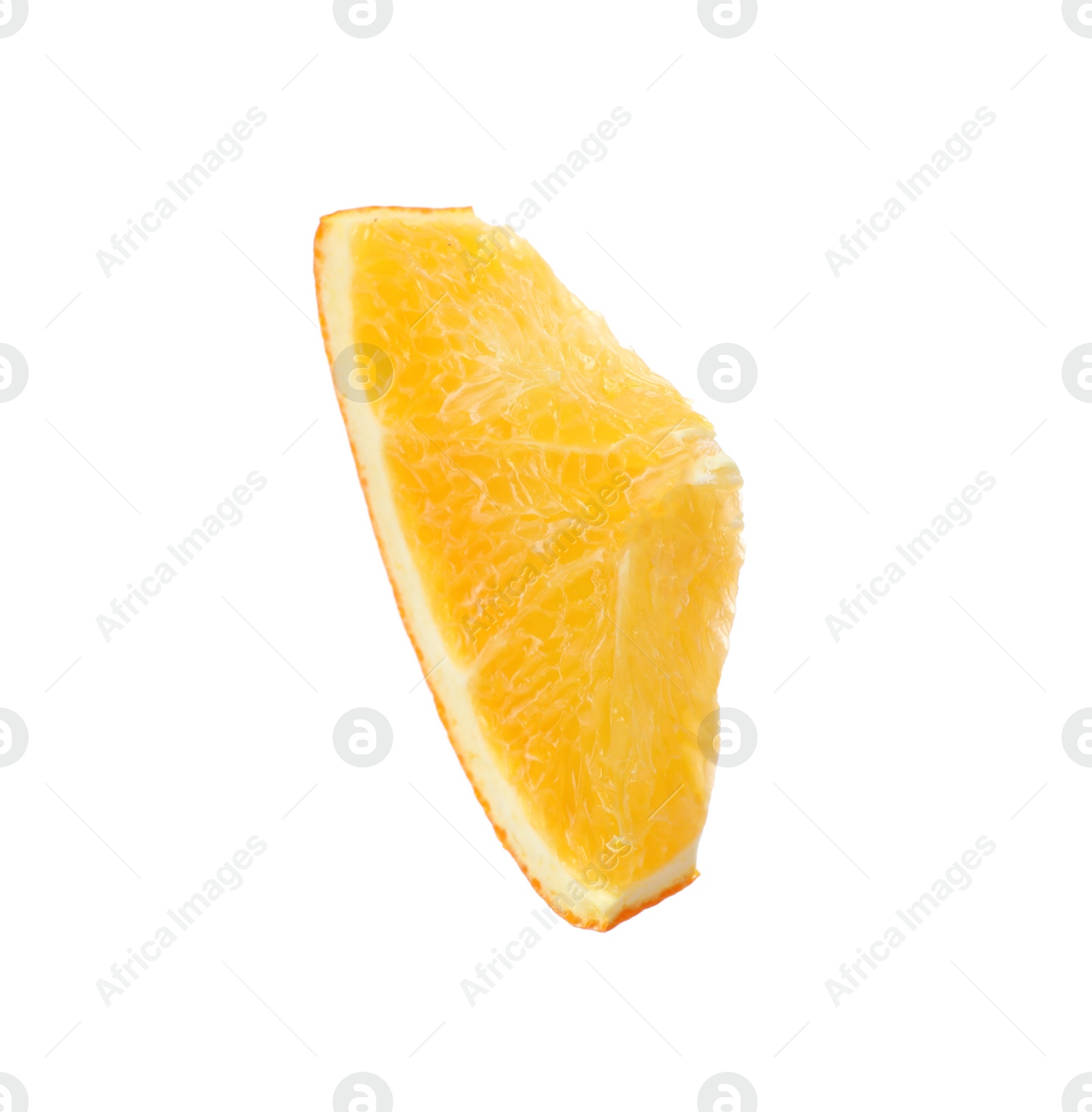 Fresh juicy orange slice isolated on white Photo of Fresh juicy orange slice isolated on white