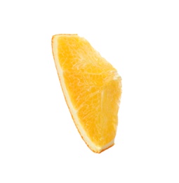 Photo of Fresh juicy orange slice isolated on white