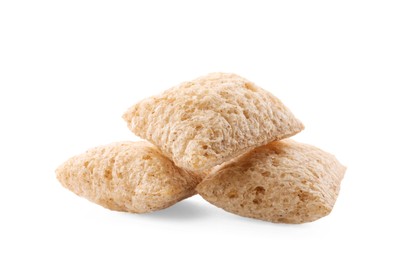 Photo of Sweet crunchy corn pads on white background