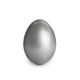 Photo of Painted Easter egg on white background. Stylish design