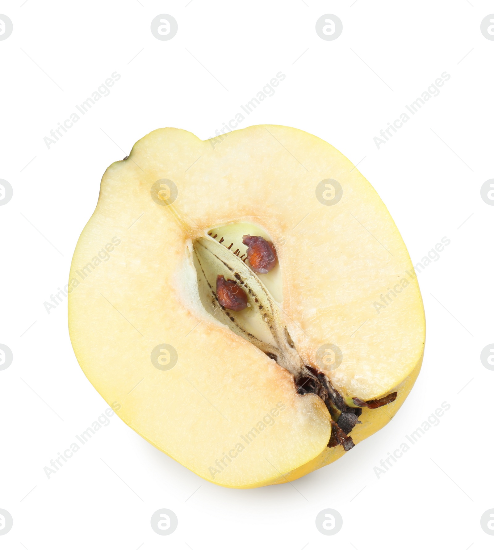 Photo of Half of fresh ripe quince isolated on white