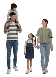 Photo of Children with their parents on white background