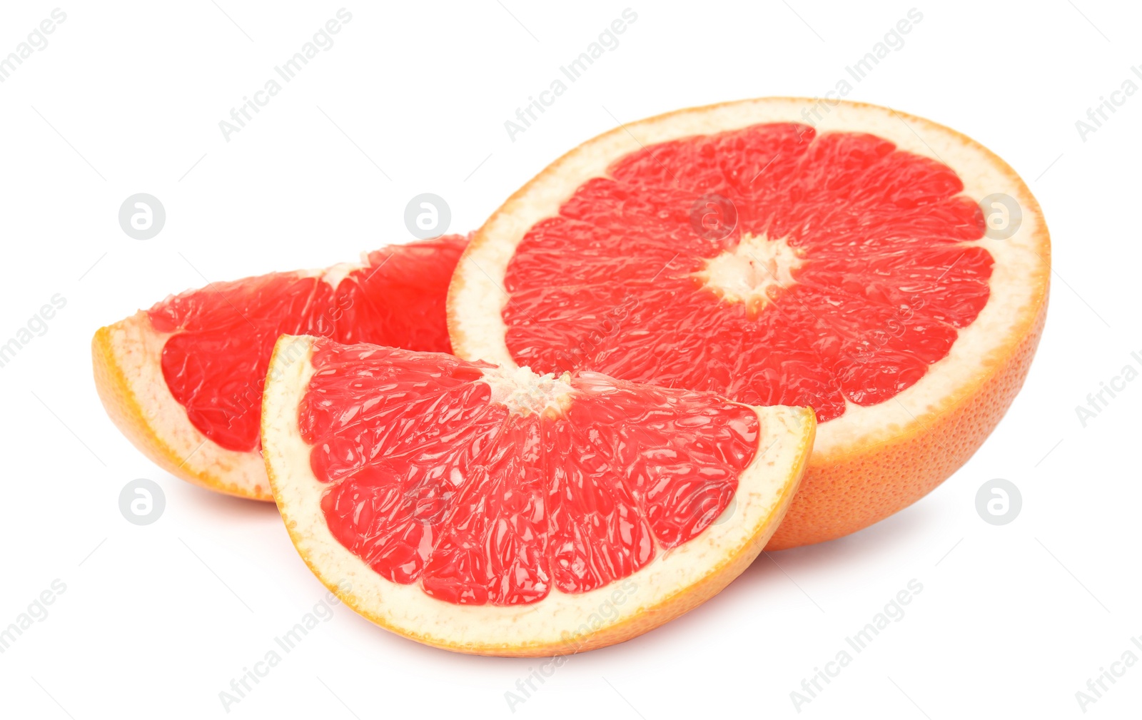 Photo of Ripe grapefruit on white background. Fresh fruit