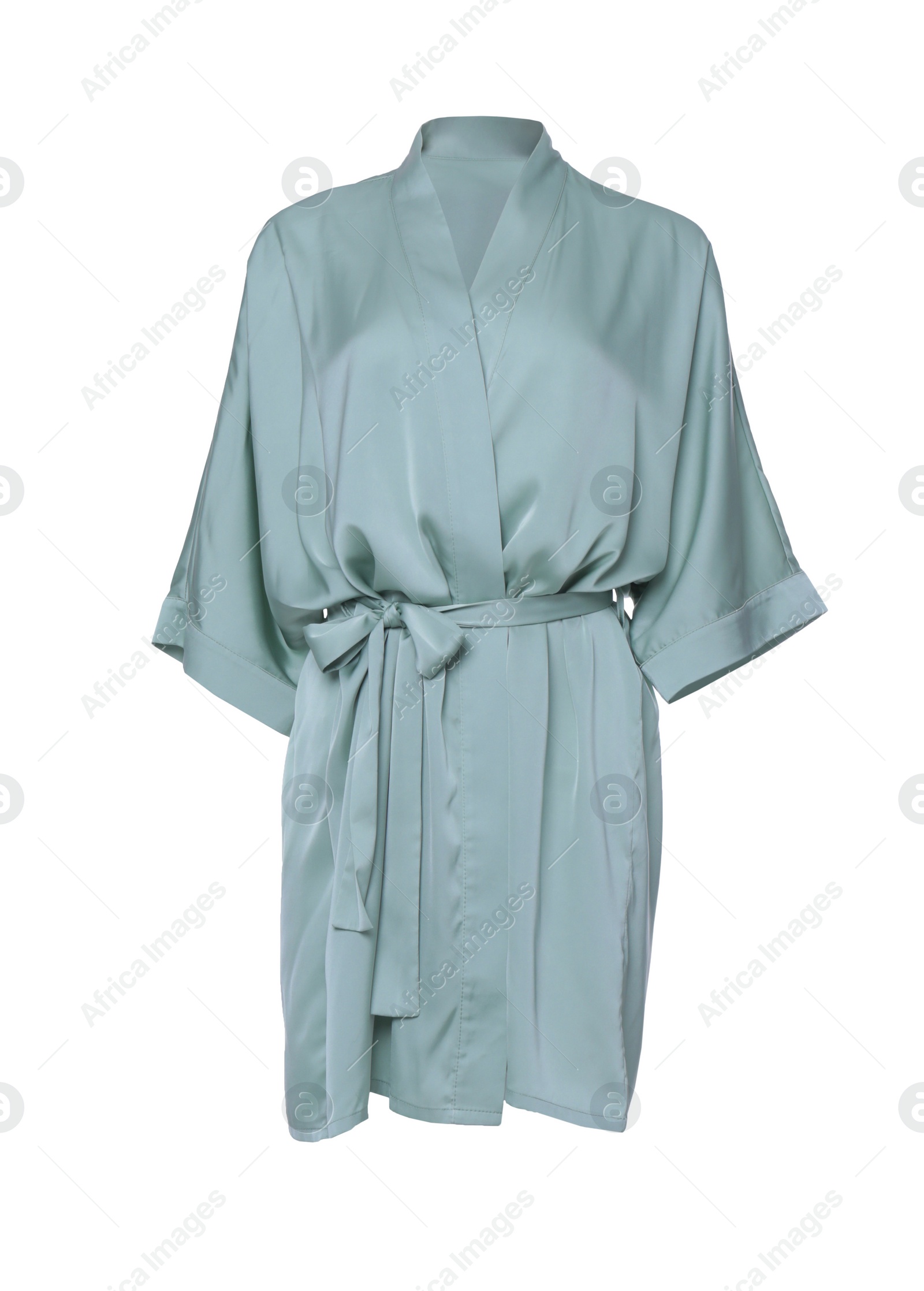 Image of Pale green silk bathrobe isolated on white