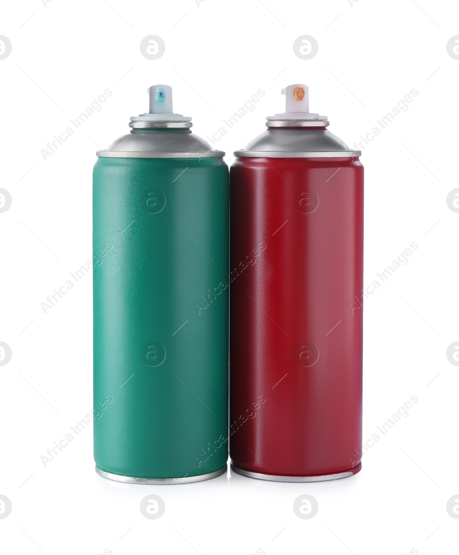 Photo of Two spray paint cans isolated on white