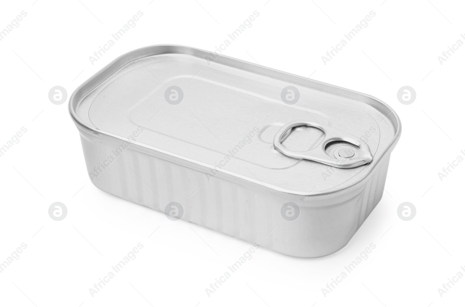 Photo of One closed tin can isolated on white