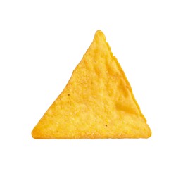 Photo of One tasty tortilla chip (nacho) on white background