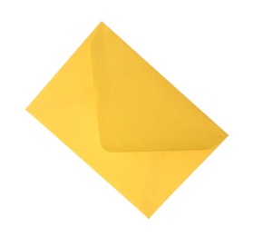 Photo of Yellow paper envelope isolated on white. Mail service