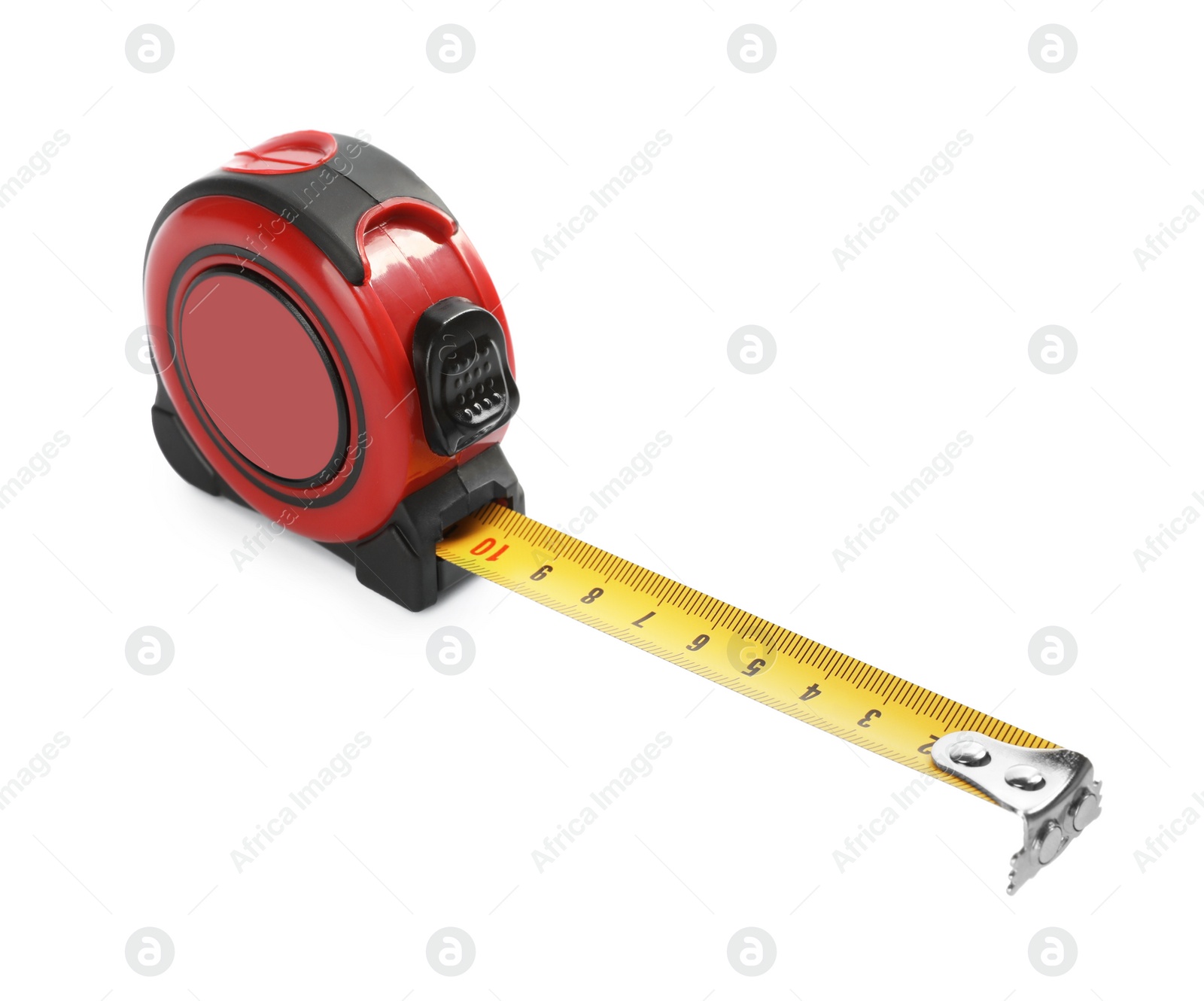 Photo of Tape measure isolated on white. Construction tool