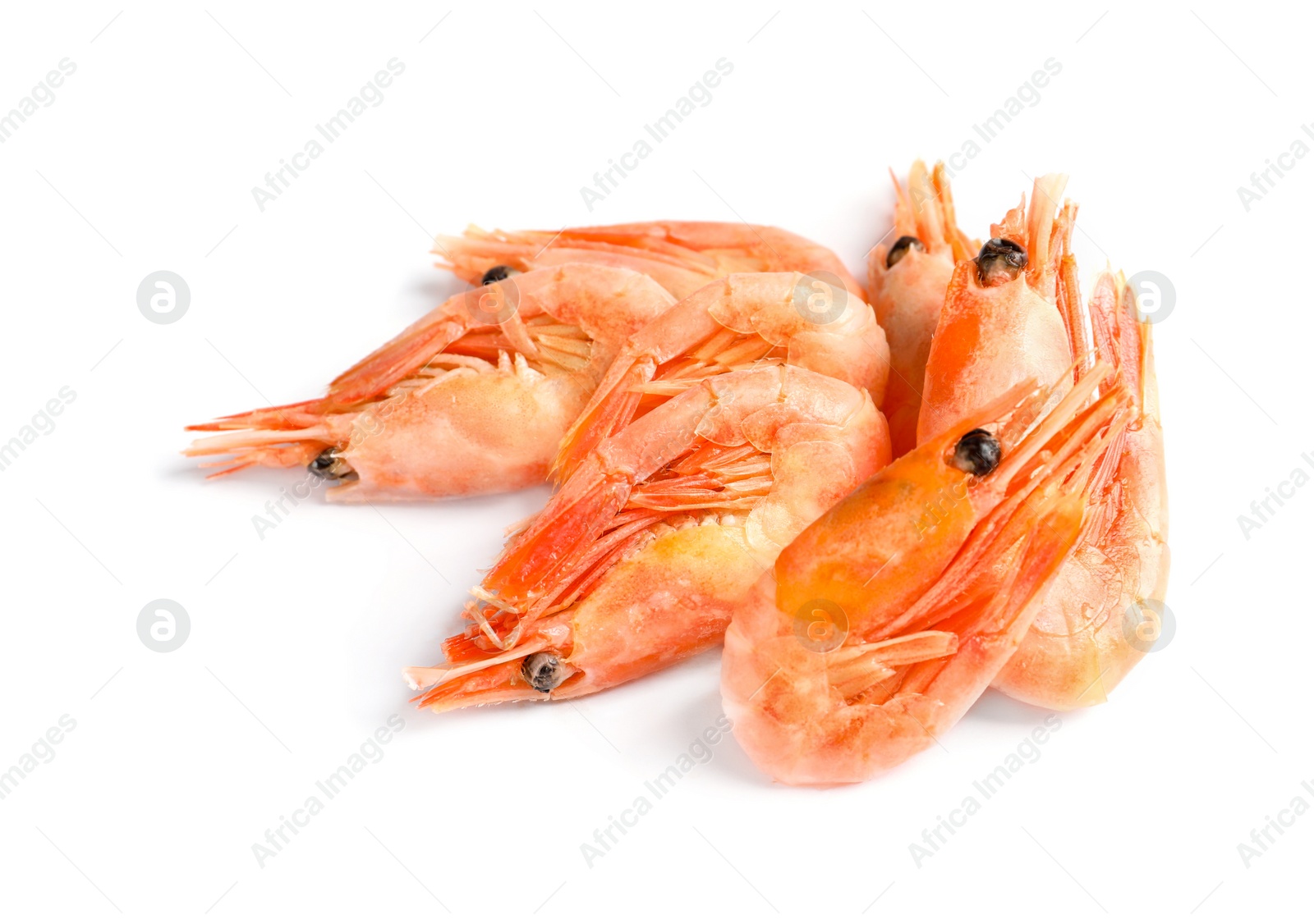 Photo of Fresh shrimps on white background