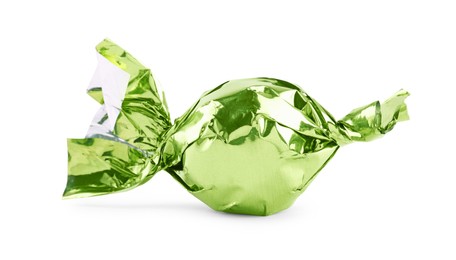 Candy in light green wrapper isolated on white