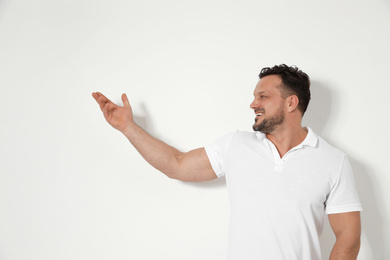 Portrait of handsome man on white background