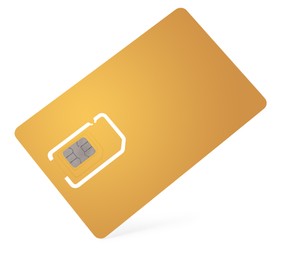 Modern yellow SIM card isolated on white