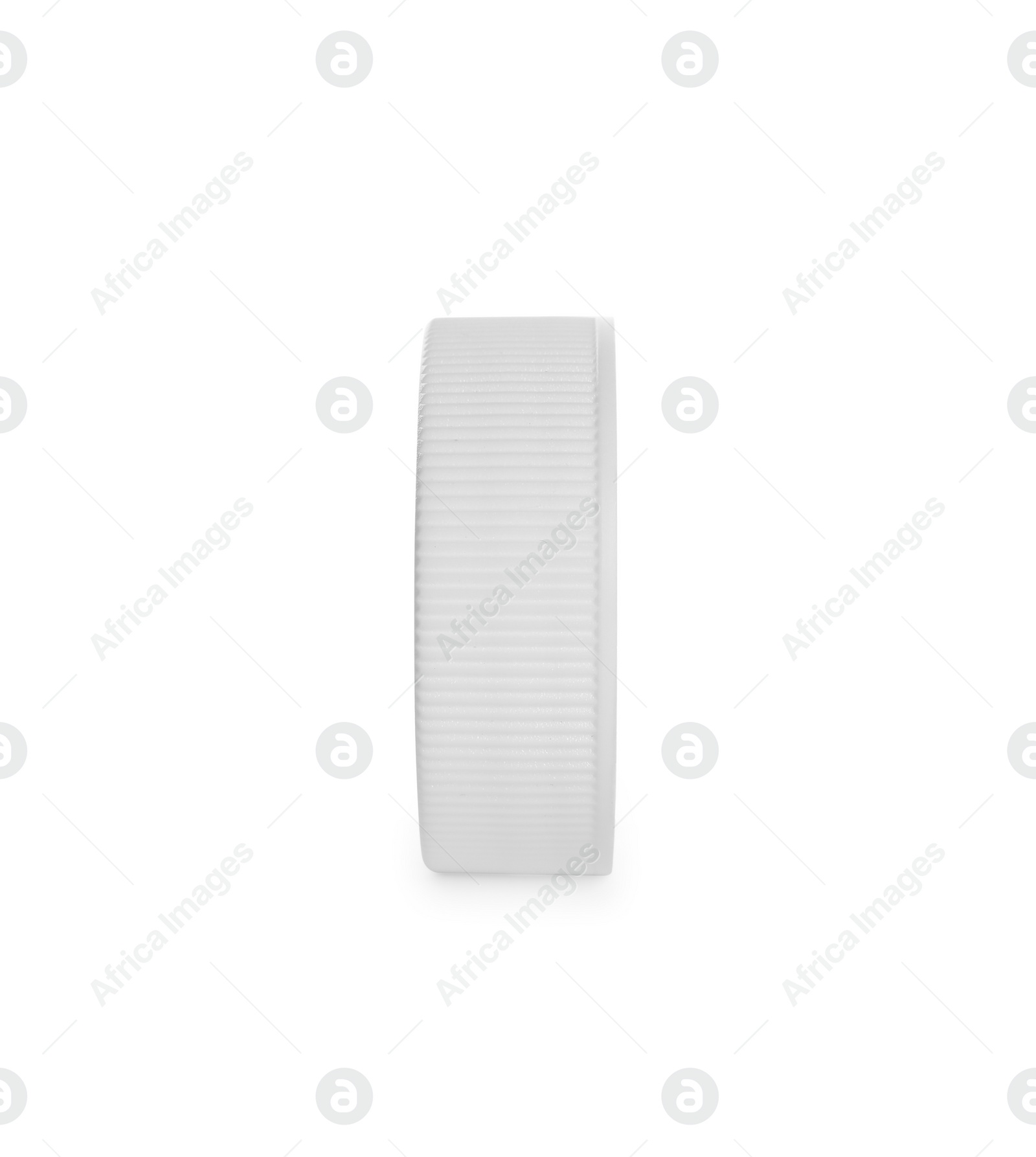 Photo of One plastic bottle cap isolated on white