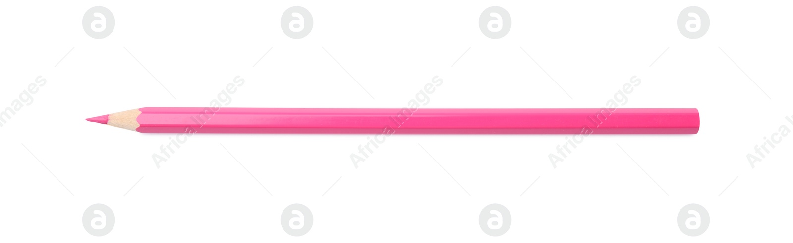 Photo of New pink wooden pencil isolated on white