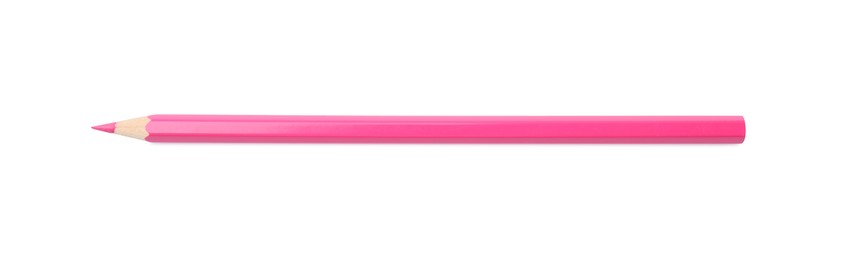 New pink wooden pencil isolated on white