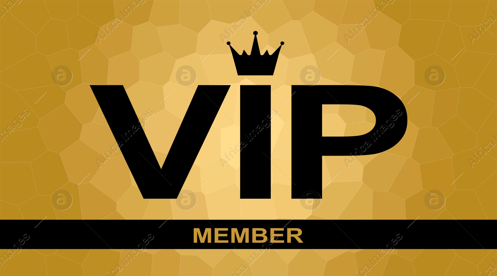 Illustration of VIP member card design in black and golden colors. Illustration