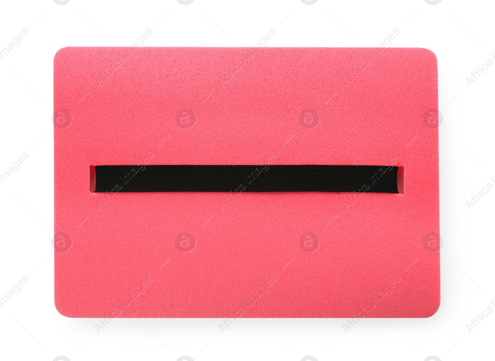 Photo of Pink foam seat mat for tourist isolated on white, top view