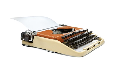 Image of Vintage typewriter with sheet of paper isolated on white