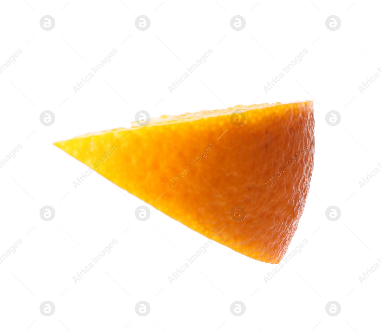 Photo of Slice of ripe orange on white background