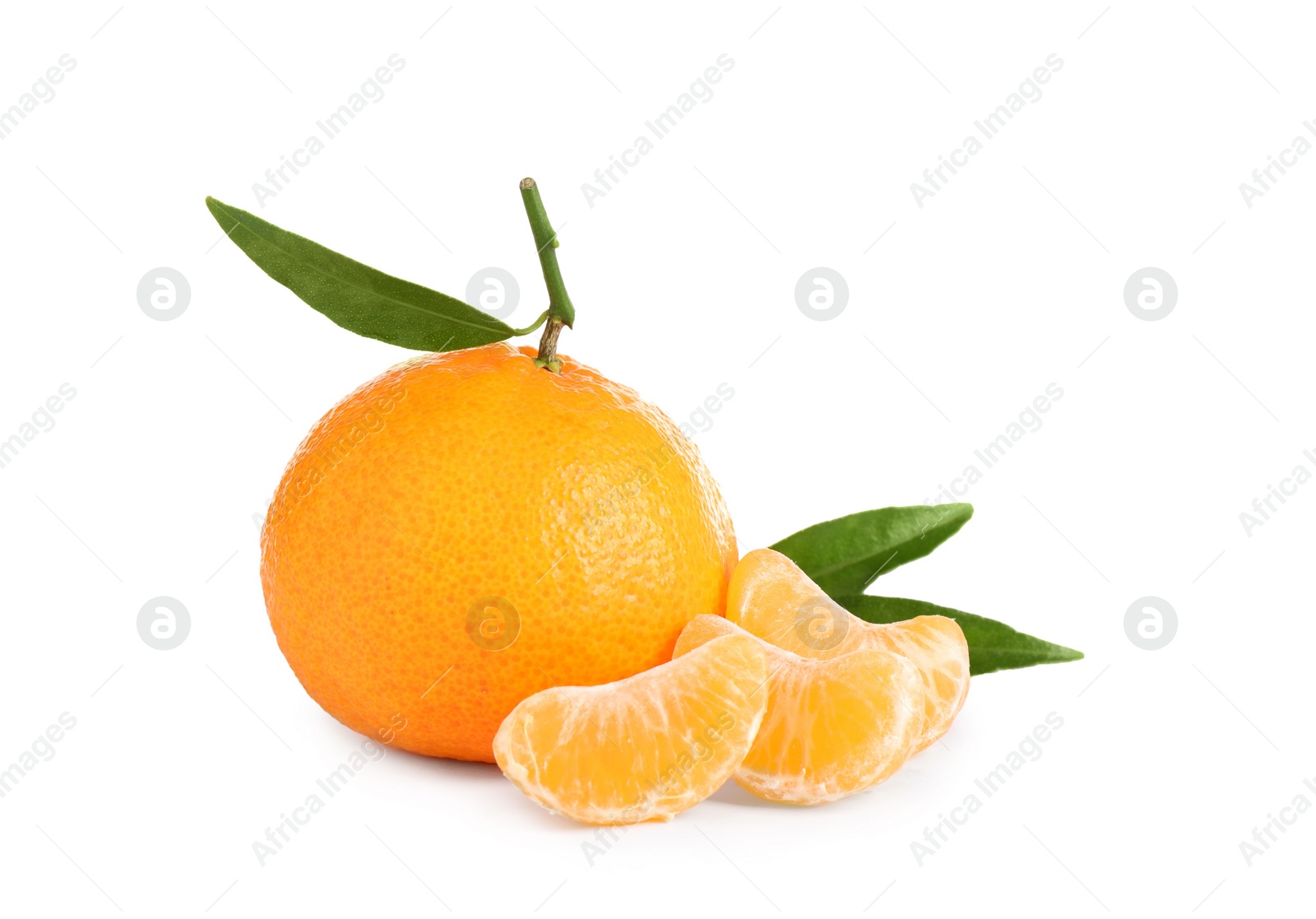 Photo of Fresh ripe juicy tangerines isolated on white