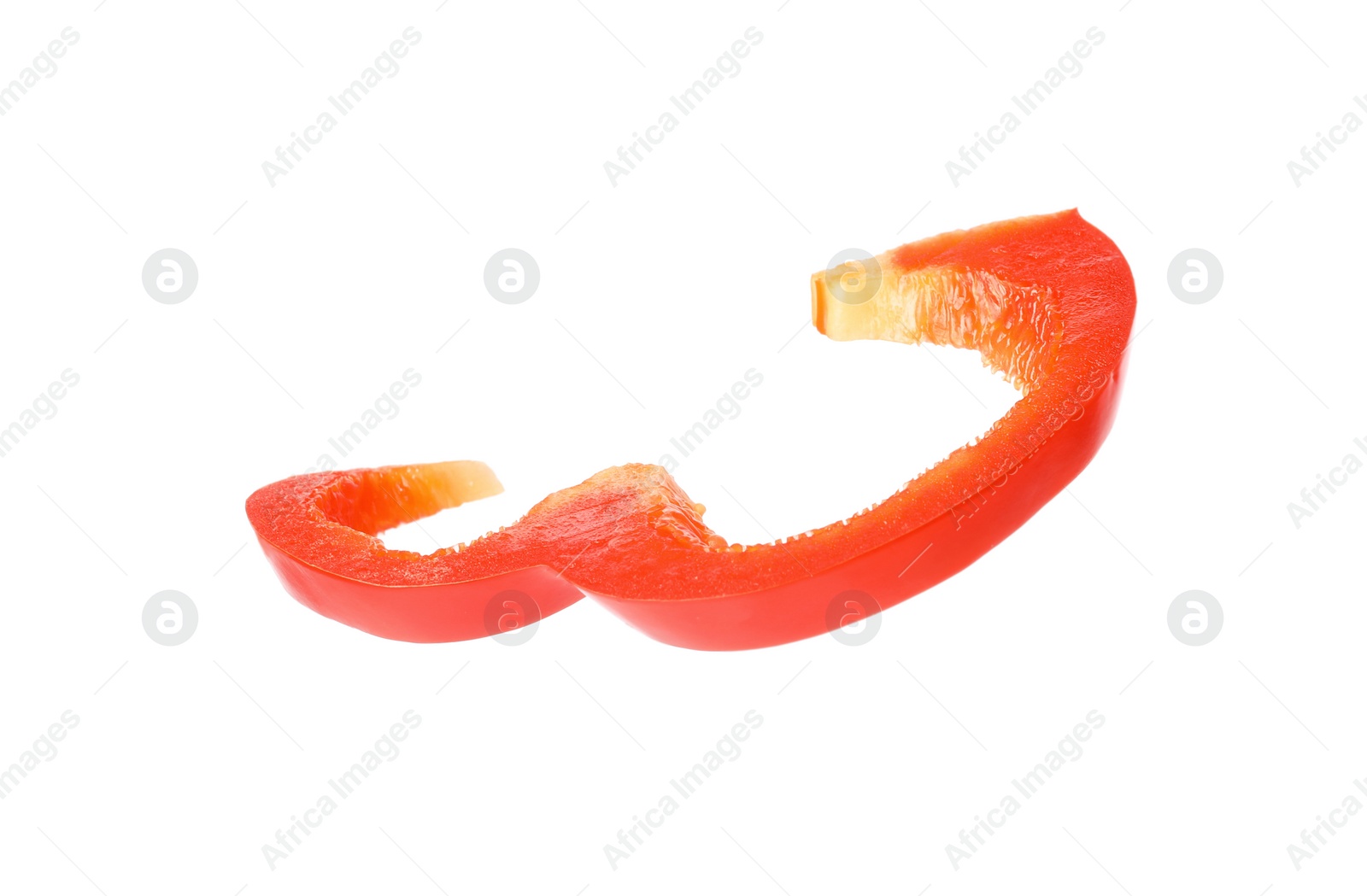 Photo of Cut fresh bell pepper on white background