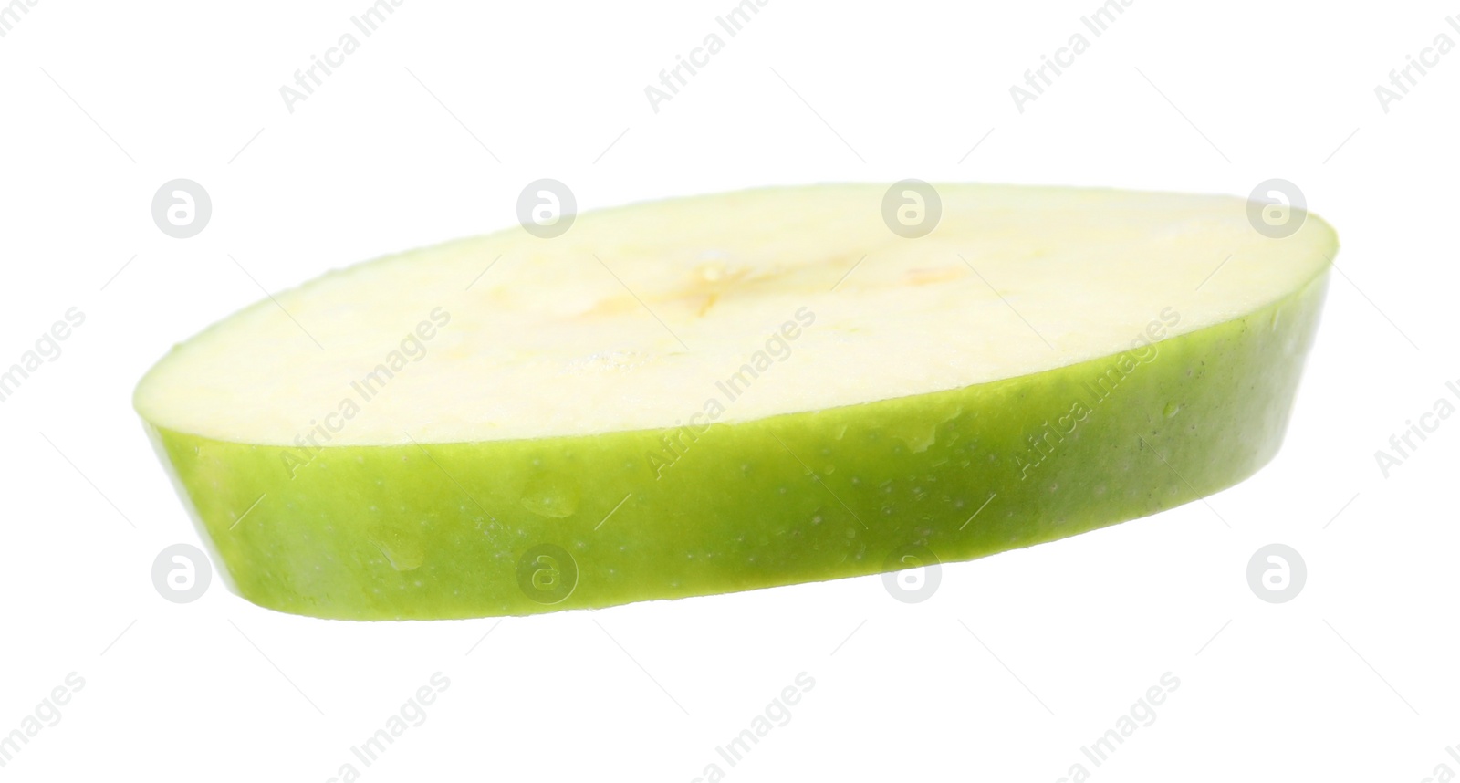 Photo of Piece of ripe green apple isolated on white