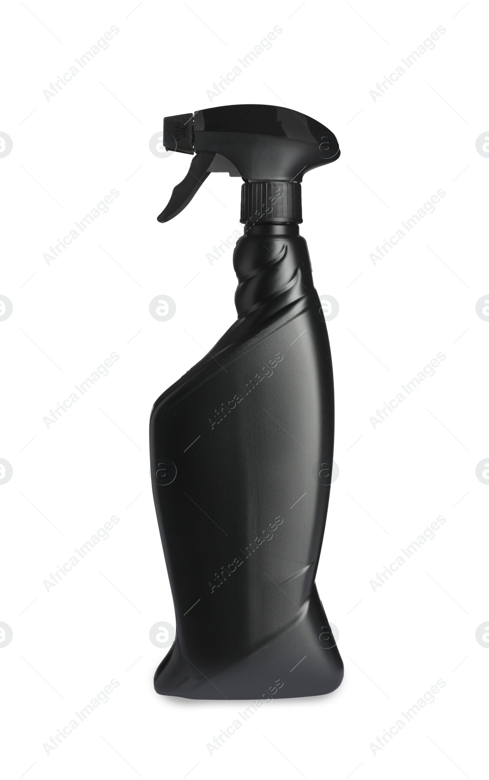 Photo of Blank black spray bottle of car product isolated on white