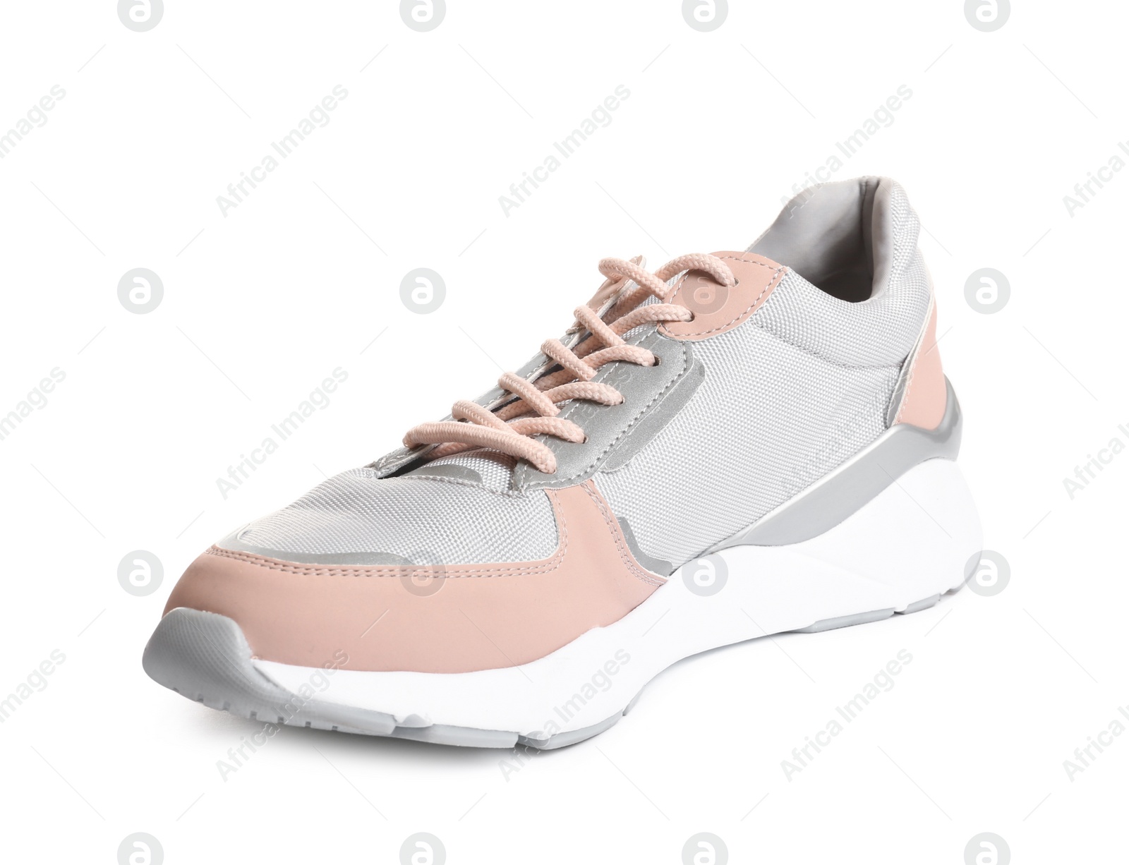 Photo of Comfortable modern sports shoe on white background