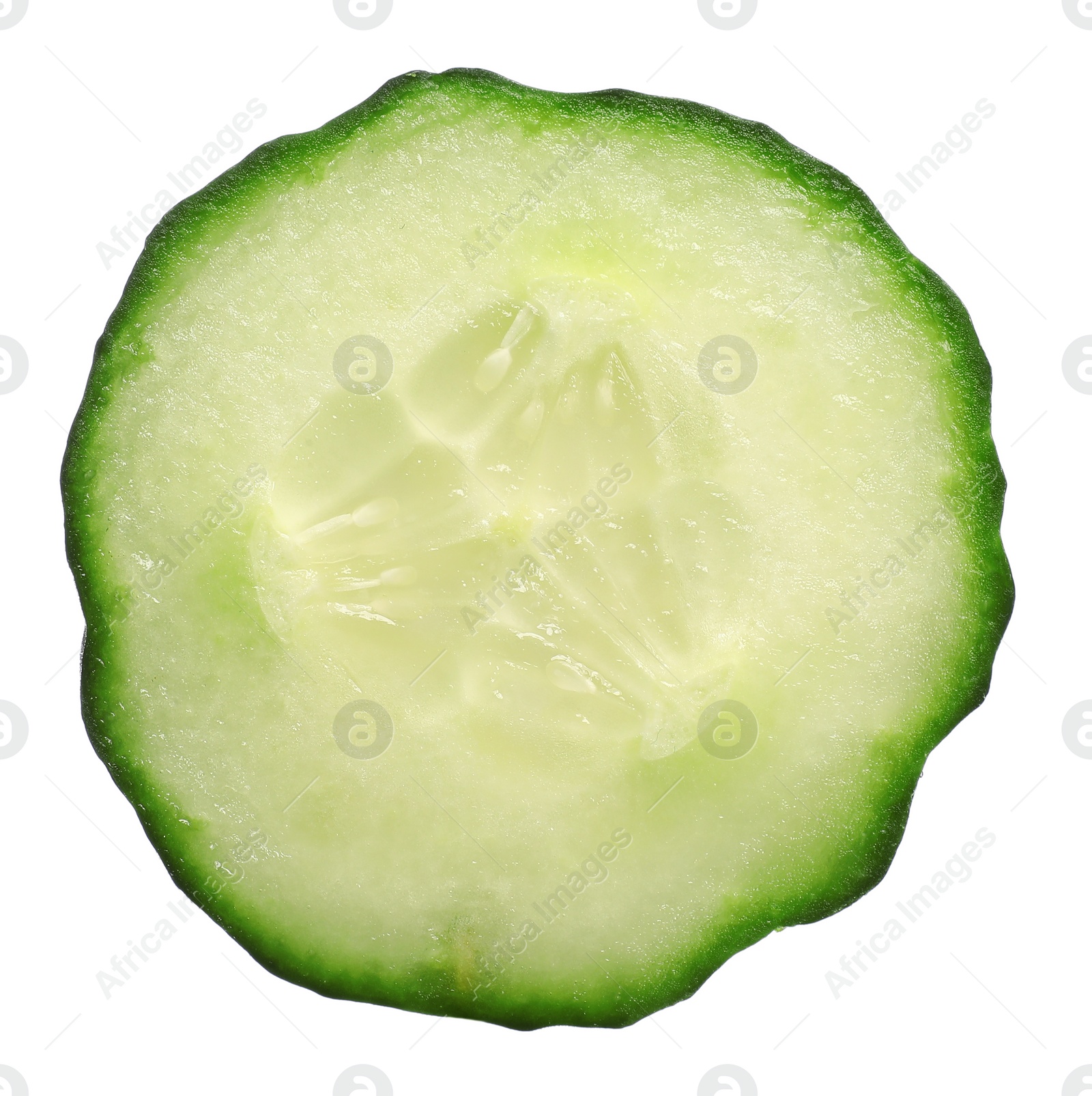 Photo of Slice of fresh cucumber isolated on white