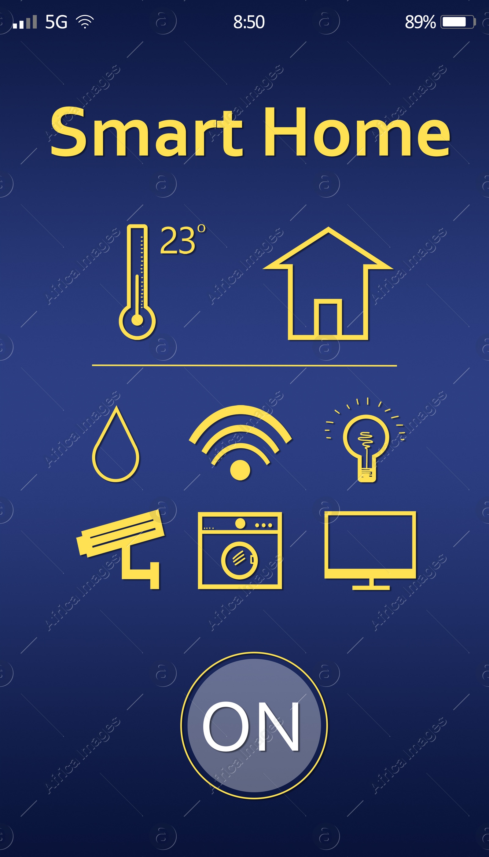 Illustration of Smart home application for mobile phone, illustration. Automatic technology