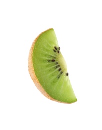 Slice of fresh ripe kiwi isolated on white