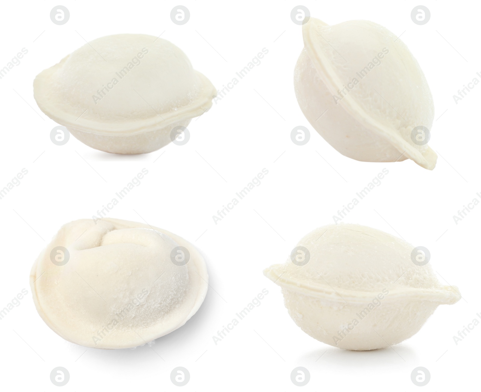 Image of Set of uncooked dumplings isolated on white