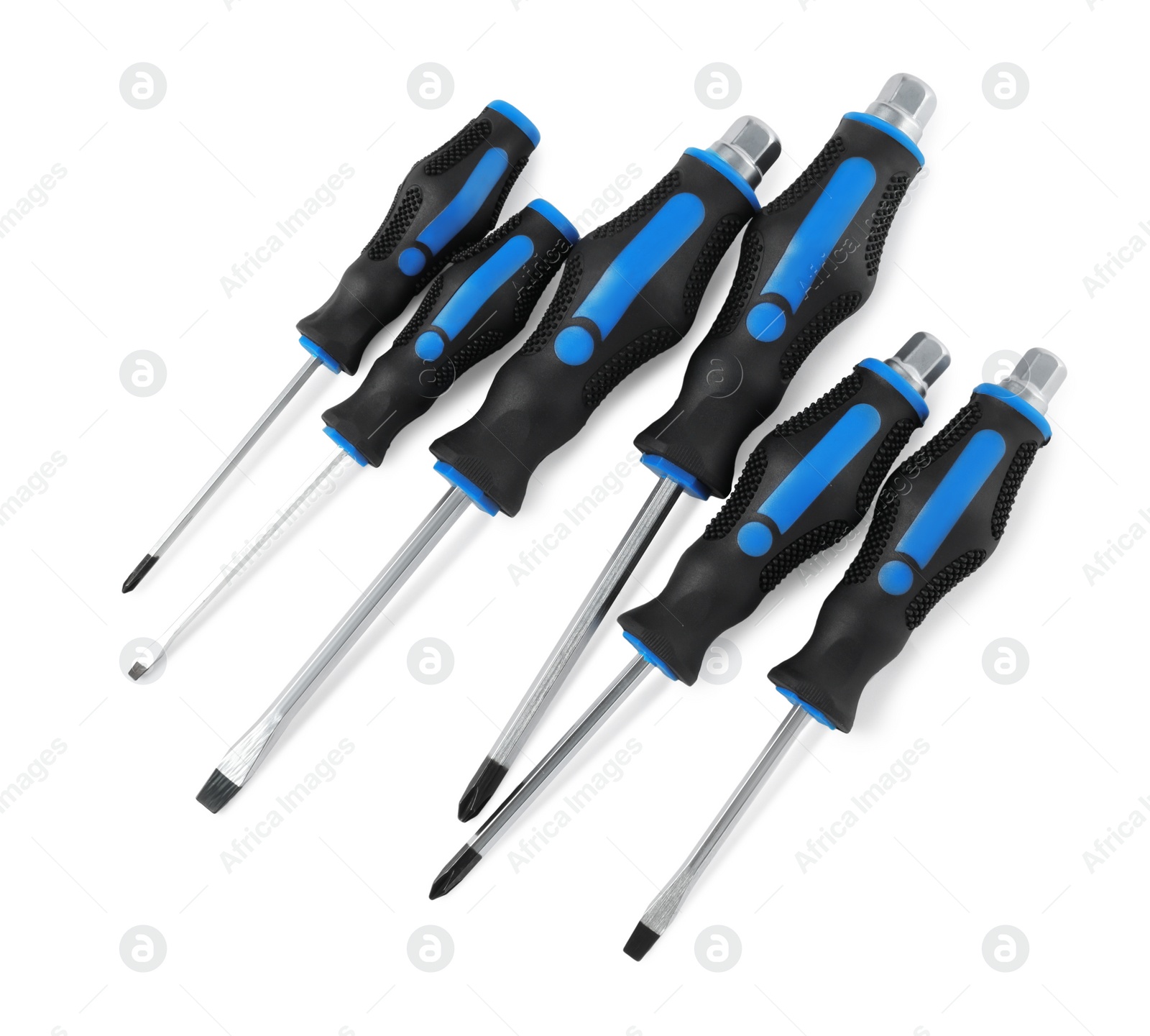 Photo of Set of screwdrivers isolated on white, top view