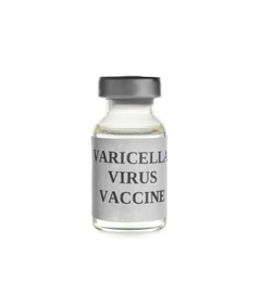 Chickenpox vaccine isolated on white. Varicella virus prevention