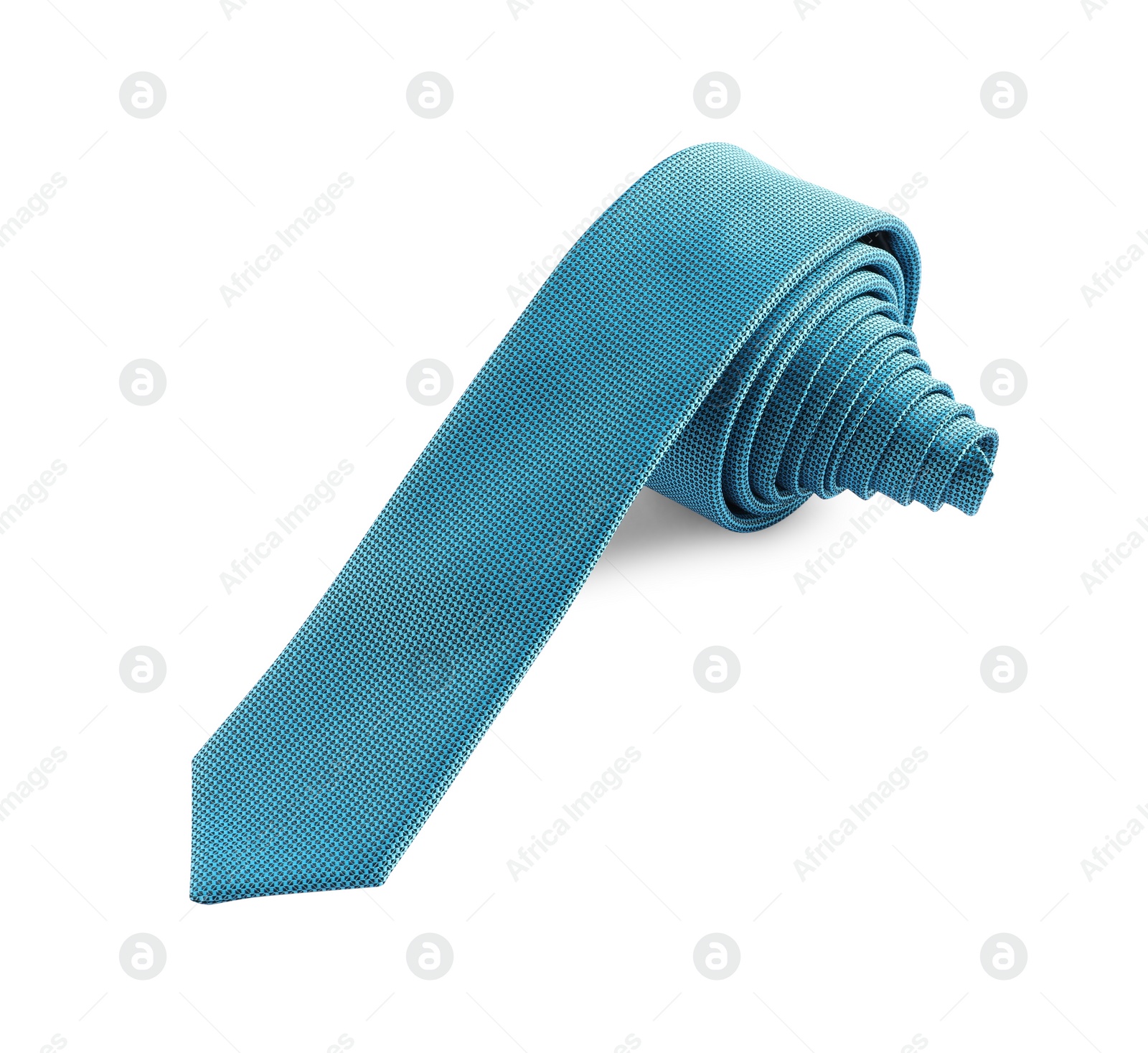 Photo of One light blue necktie isolated on white